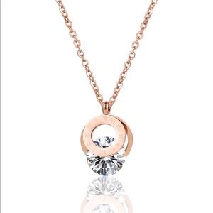Roman Numeral Rose Gold Necklace .